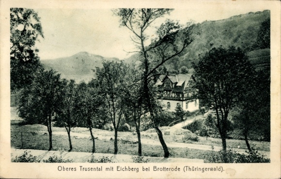 Postcard Brotterode Trusetal in Thuringia, Upper Trusental, Eichberg