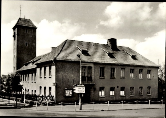 Postcard Eisenberg in Thuringia, Fire Department School at Platz der Republik