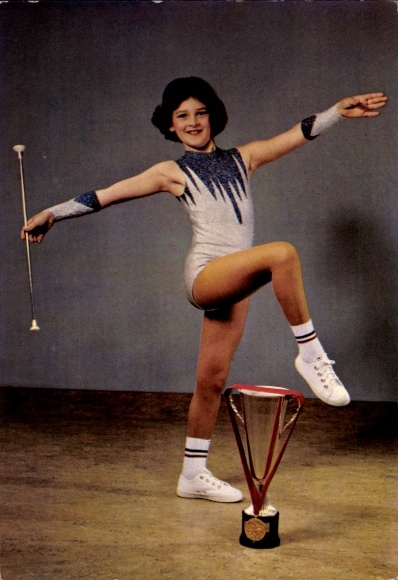Postcard Valerie Perego, French Champion in Twirling Baton 1977/1978