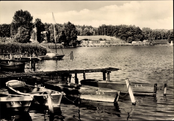 Postcard Neukloster in Mecklenburg, lake party, berth