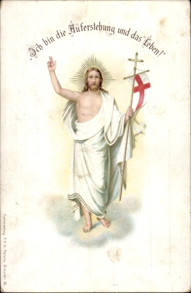 Chromo-Litho I am the resurrection and the life, Jesus