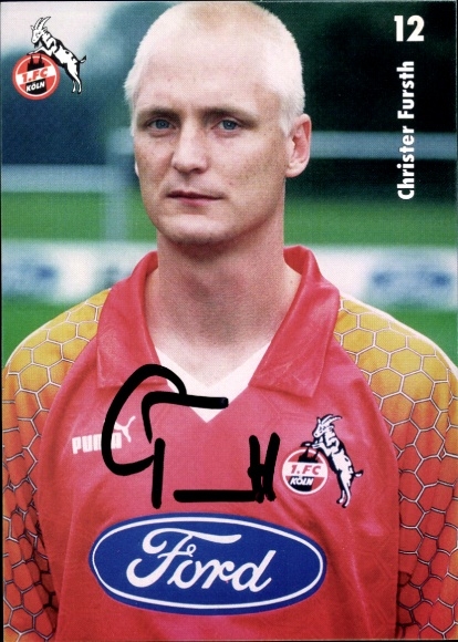 Autogrammkarte Fußballer Christer Fursth, 1. FC Köln, Autogramm