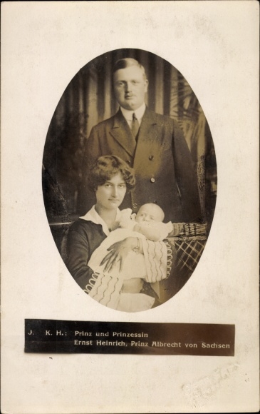 Photo Postcard Prince Ernst Heinrich of Saxony, Sophie of Luxembourg, Prince Albrecht