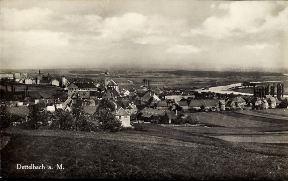 Postcard Dettelbach am Main Lower Franconia, city view, river, buildings, landscape
