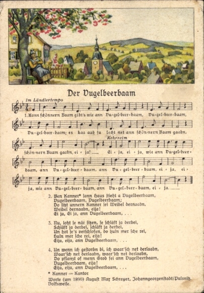Song Postcard Vogel, Wilhelm, The Vugelbeerbaam, Can there be a more beautiful tree, Landscape idyll