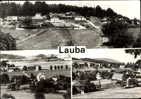 Ansichtkaart geschilveld Lawalde in Lausitz, gedeeltelijk uitzicht, bungalownederzetting