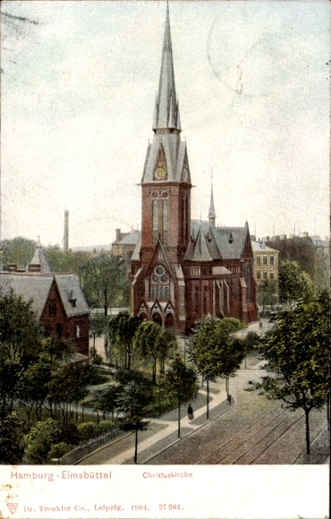 Postcard Hamburg Eimsbüttel, view to Christuskirche