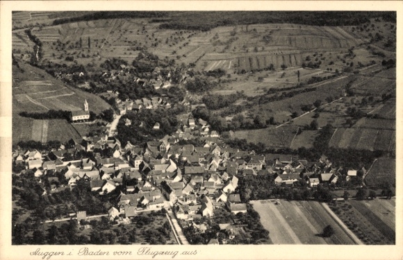Postcard Auggen in Baden, aerial photograph
