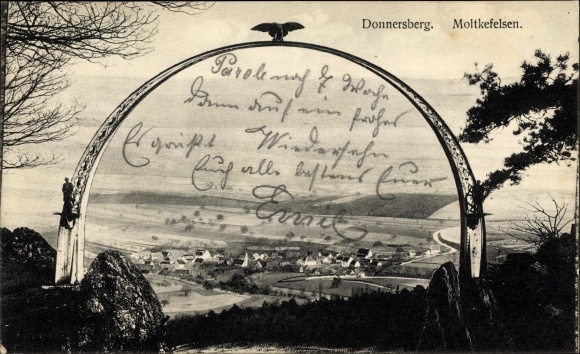 Ak Dannenfels am Donnersberg Pfalz, Blick vom Moltkefelsen, Adlerbogen