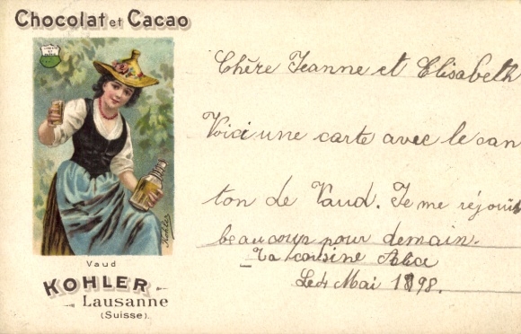 Litho Lausanne, Chocolat et Cacao, Vaud, Kohler, Reklame