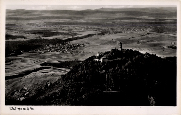 Postcard Owen unter Teck Württemberg, Teck Castle, aerial photograph