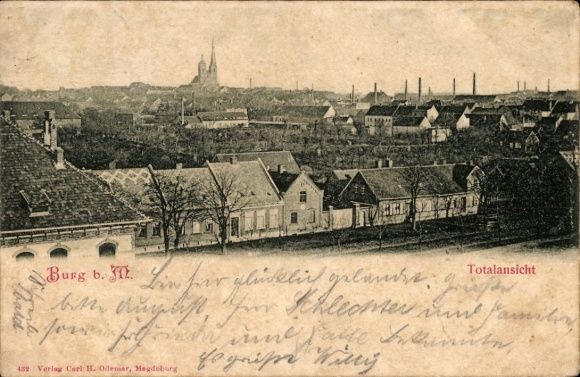 Postcard Burg near Magdeburg, general view