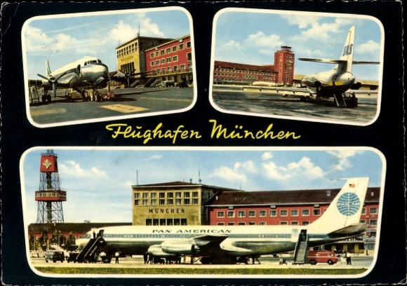 Ak Oberwiesenfeld München Bayern, Flughafen, Flugzeug, Pan America