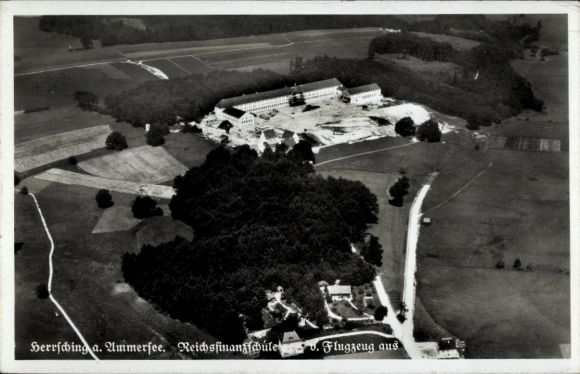 Postcard Herrsching am Ammersee, aerial photograph, Reich Finance School