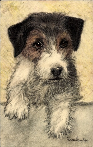 Artist Postcard Fox Terrier, Dog Portrait, Small Puppy
