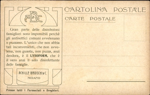 Postage stamps PC La Posta nella Svezia, Sweden, postman, costume, Lysoform Achille Brioschi Milano