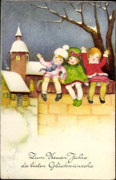 10 old PC New Year&#39;s greetings, various views