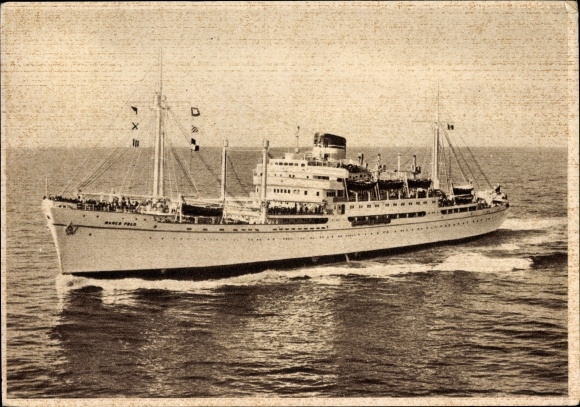 Postcard steamship Marco Polo, Motorship, Italy Navigation Company, NGI