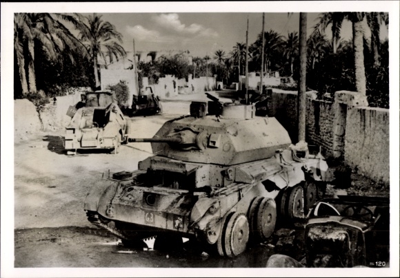 Photo Heinrich Hoffmann, Tobruk Libya, Destroyed English tanks, May 1941