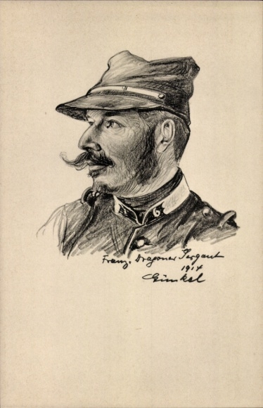 Künstler Ak Günkel, Franz. Dragoner Sergeant, I WK