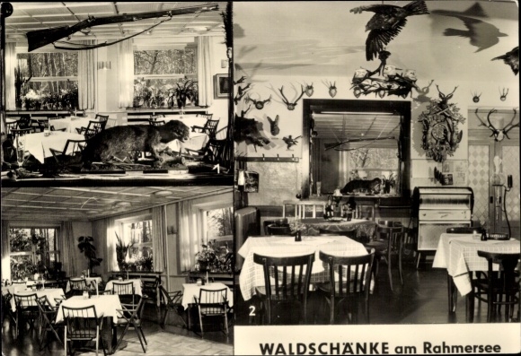 Postcard Wandlitz in Barnim, Waldschänke am Rahmersee, Waldschänke, restaurant with hunting motifs, cozy...