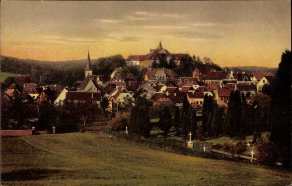 Ak Bad Iburg am Teutoburger Wald, Landschaftsaufnahme, malerische Dorfansicht, alte Architektur, 