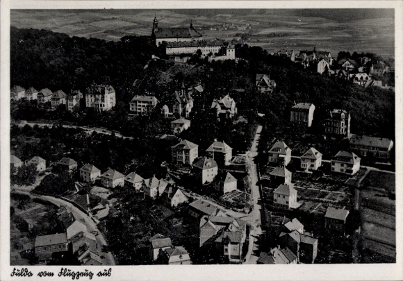 Postcard Fulda in Hesse, aerial photograph