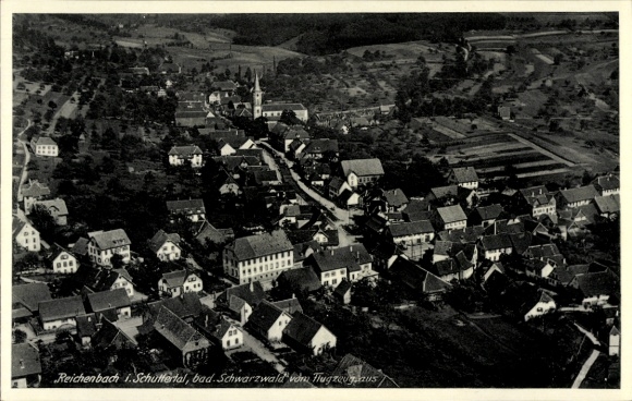 Postcard Reichenbach im Schuttertal Lahr in the Black Forest Baden, aerial photograph of Reichenbach, Baden