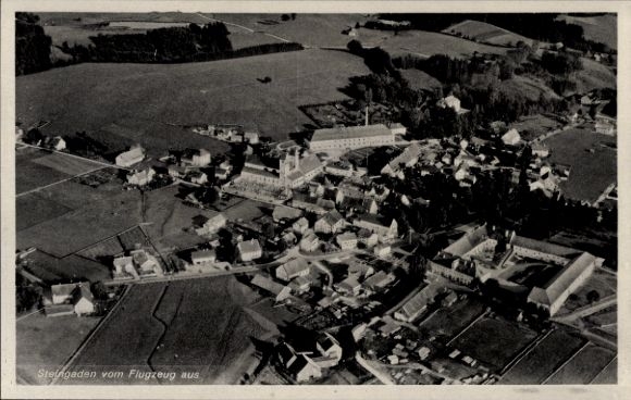 Postcard Steingaden in Upper Bavaria, aerial view, houses, landscape