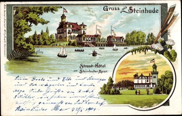 Chromo-Litho Steinhude Wunstorf in Lower Saxony, beach hotel, Steinhuder Meer