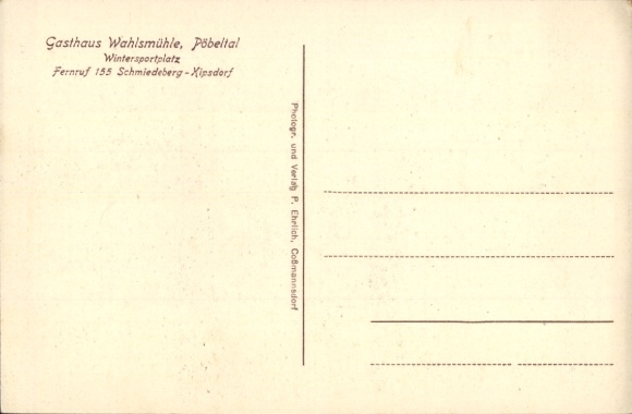 Postcard Niederpöbel Dippoldiswalde in the Ore Mountains, Wahlsmühle in the Pöbeltal