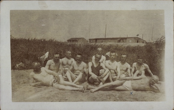 foto Ak Flak Zug 101, Katwijk, strand, groepsfoto, I. WK