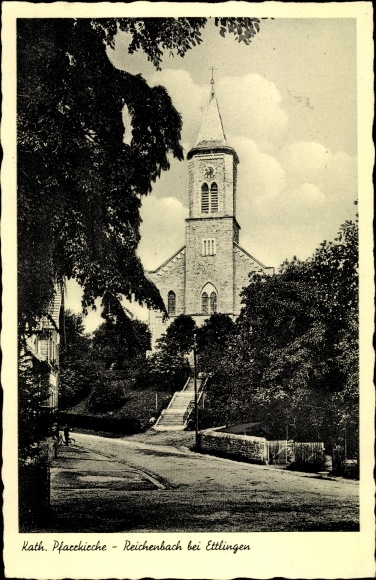 Ak Reichenbach Waldbronn in Baden Württemberg, Kath. Pfarrkirche