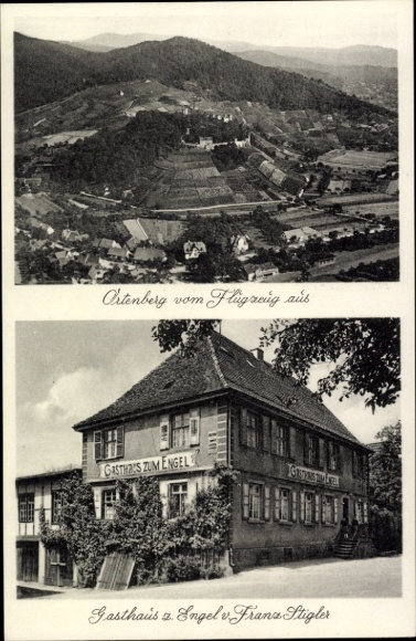 Ortenberg in Hesse, aerial photograph, Gasthaus z. Engel, Franz Stigler