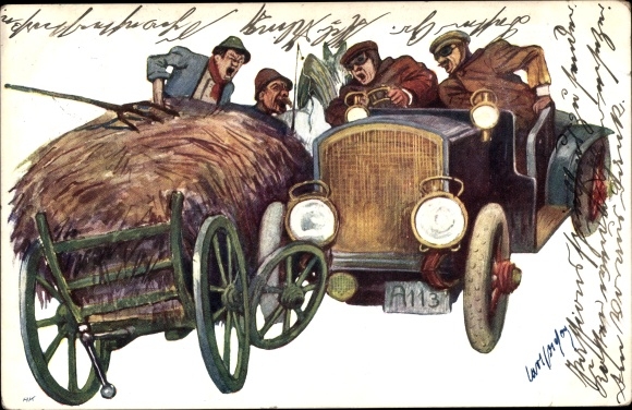 Artist PC BKWI 321 5, collision of an automobile with a horse and cart