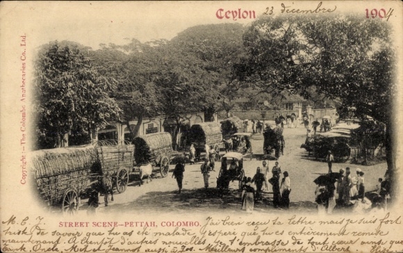 Ak Colombo Sri Lanka Ceylon, Straßenszene Pettah