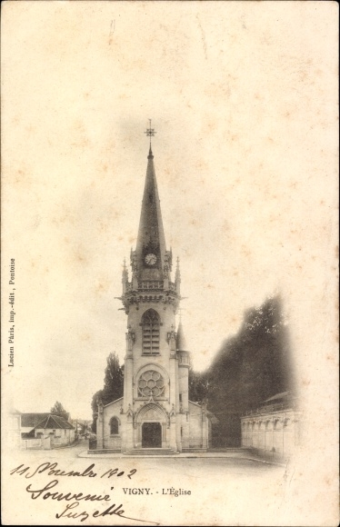 Ak Vigny Val d'Oise, Kirche