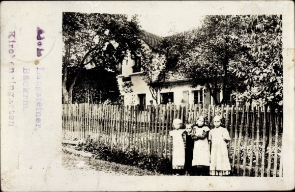 Postcard Kirchenpingarten in Upper Franconia, residential building, children