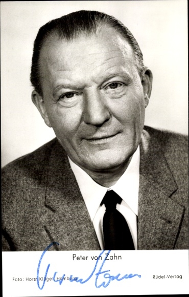 Postcard Journalist Peter von Zahn, Portrait, Autograph