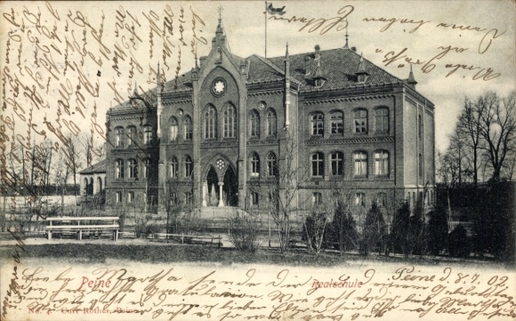 Postcard Peine in Lower Saxony, secondary school