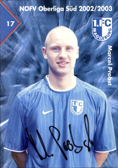 Autogrammkarte Fußballer Marcel Probst, 1. FC Magdeburg, Autogramm