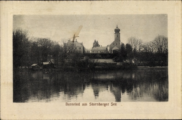 Postcard Bernried in Lower Bavaria, Starnberger See, church