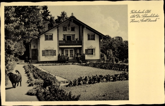 Postcard Bad Feilnbach in Upper Bavaria, house thank God, abbot Dr Schachleiter