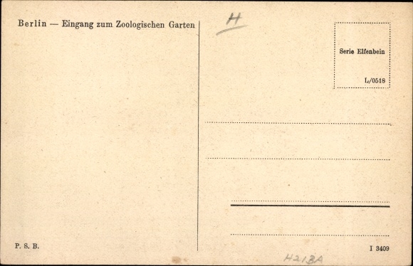 Postcard Berlin Tiergarten, Zoological Garden, Entrance Gate, Elephant Portal