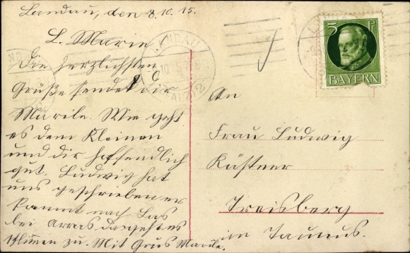 Postcard You see, there stands father, boy in uniform, map of the theater of war