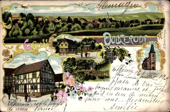 lito Volkerode Rosdorf w Dolnej Saksonii, Panorama, Gasthaus Rudolph, Kościół, Szkoła