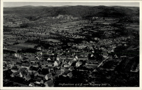 Postcard Großsachsen Hirschberg an der Bergstraße, aerial photograph of Großsachsen, city view, archit