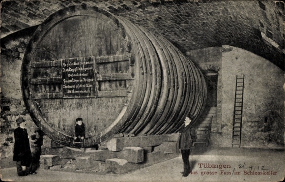 Ak Tübingen am Neckar, großes Fass im Schlosskeller,  Umgebung,  2.4.12