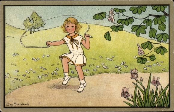 Künstler Ak Jordens, Bep, Touwtje springen, Mädchen mit Springseil