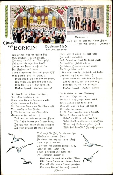 Judaika Song Postcard Borkum Song, sorry, whoever approaches me with flat feet has to get out